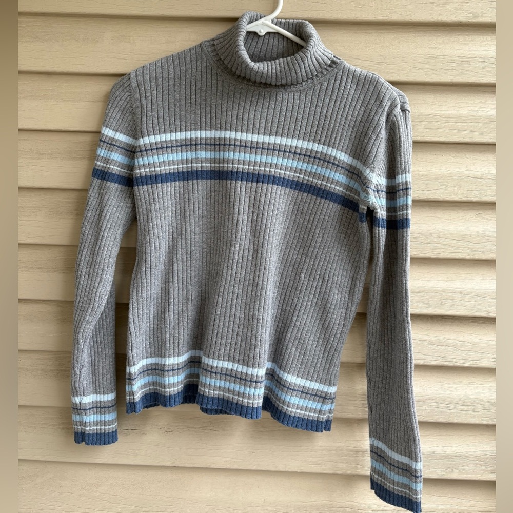 Vintage Turtleneck Grey Knit Sweater